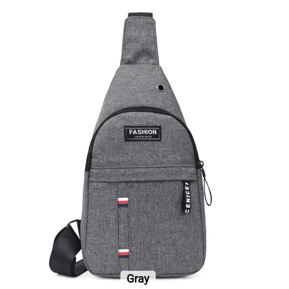 Grey Sling Shoulder Bag Nylon Chest Pack Crossbody Travel Mini Phone Packet